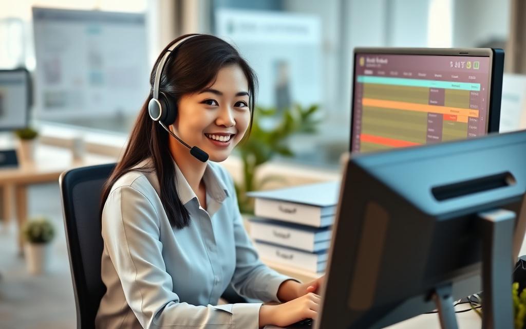 Appdesk dispatcher taking a booking call at the Ampang office